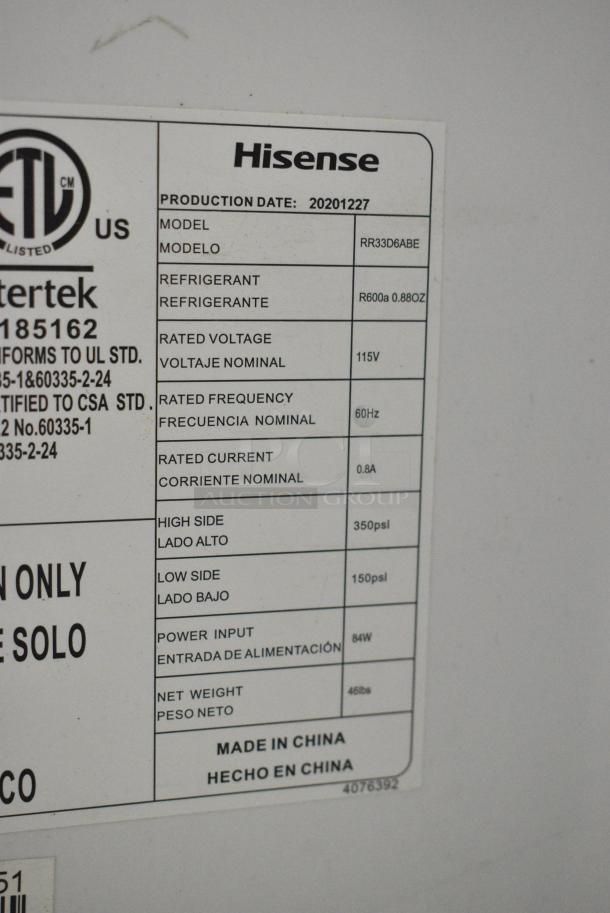 Hisense RR33D6ABE Mini Cooler. 115 Volts, 1 Phase. Tested and Working! - Image 6 of 6