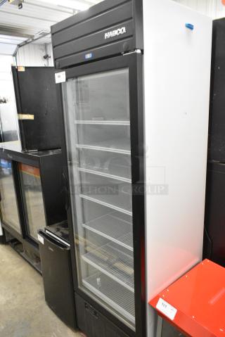 2019 Habco SE18 Metal Commercial Single Door Reach In Cooler Merchandiser w/ Poly Coated Racks. 115 Volts, 1 Phase. Tested and Working!