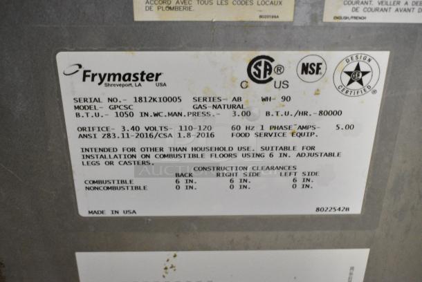 2018 Frymaster GPCSC Stainless Steel Commercial Floor Style Natural Gas Powered Pasta Cooker on Commercial Casters. 80,000 BTU. - Image 7 of 8