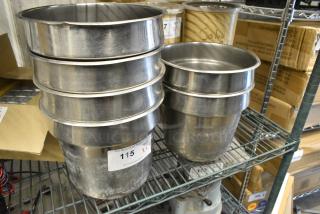 6 Stainless Steel Cylindrical Bins. 6 Times Your Bid!