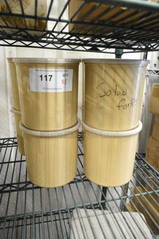 8 Cambro CP27 Tan Poly Bins w/ White Lids. 8 Times Your Bid!