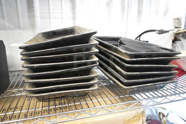 14 Black Ceramic Rectangular Plates. 14 Times Your Bid! - Image 1 of 3