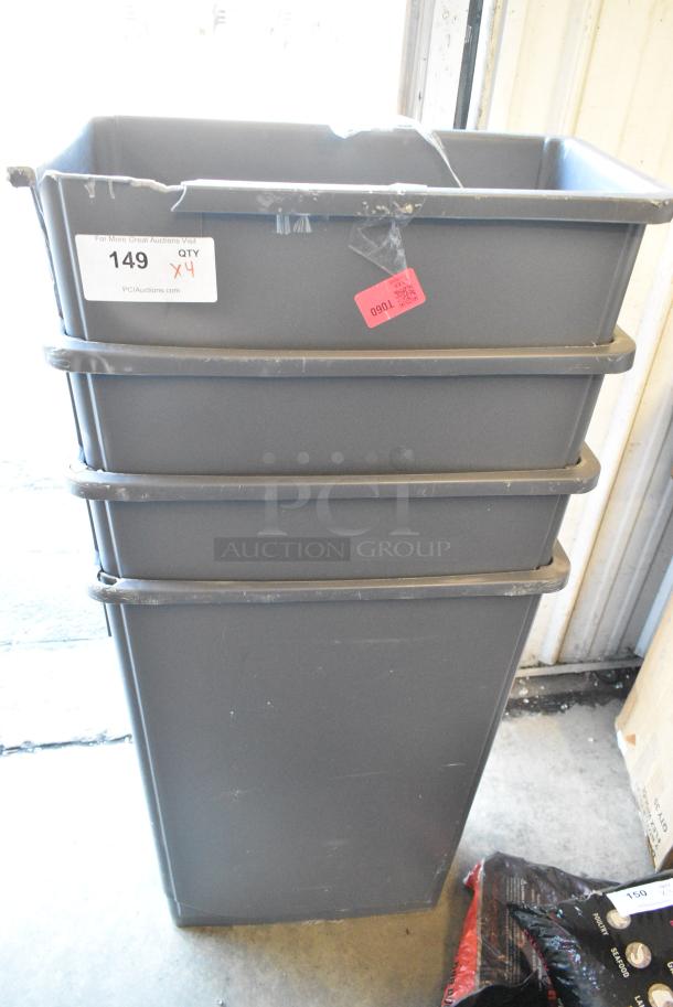 4 Lavex Gray Poly Slim Jim Trash Can. 4 Times Your Bid! - Image 2 of 2