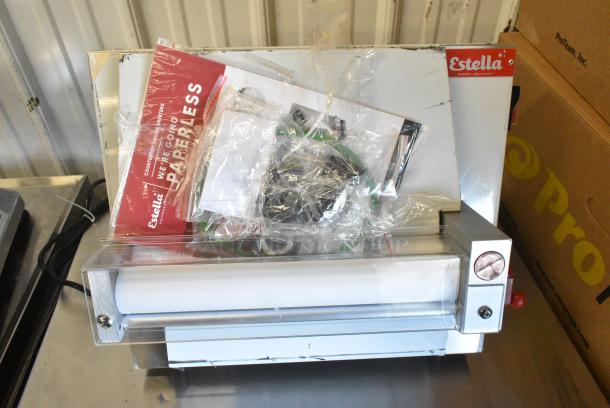 BRAND NEW SCRATCH AND DENT! Estella 348EDS12S Stainless Steel Commercial 12" Countertop One Stage Dough Sheeter. 120 Volts, 1 Phase. - Image 2 of 7