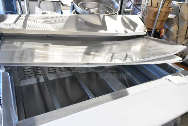 BRAND NEW SCRATCH AND DENT! 2024 Avantco 178SSPT48MHC 48" 2 Door Mega Top Stainless Steel Refrigerated Sandwich Prep Table on Commercial Casters. 115 Volts, 1 Phase. Tested and Working! - Image 4 of 7