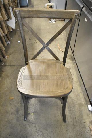 30 BRAND NEW SCRATCH AND DENT! Lancaster Table & Seating 164VYCHAIRES  Vineyard Series Whiskey Brown Outdoor Cross Back Chair. 30 Times Your Bid!