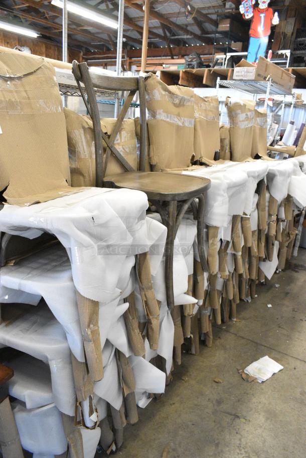 30 BRAND NEW SCRATCH AND DENT! Lancaster Table & Seating 164VYCHAIRES  Vineyard Series Whiskey Brown Outdoor Cross Back Chair. 30 Times Your Bid! - Image 2 of 4