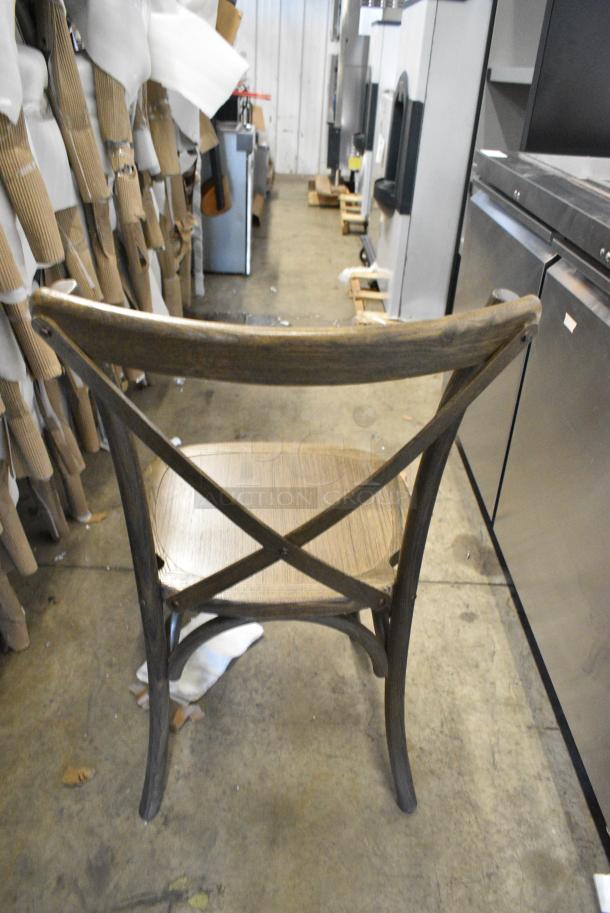 30 BRAND NEW SCRATCH AND DENT! Lancaster Table & Seating 164VYCHAIRES  Vineyard Series Whiskey Brown Outdoor Cross Back Chair. 30 Times Your Bid! - Image 3 of 4