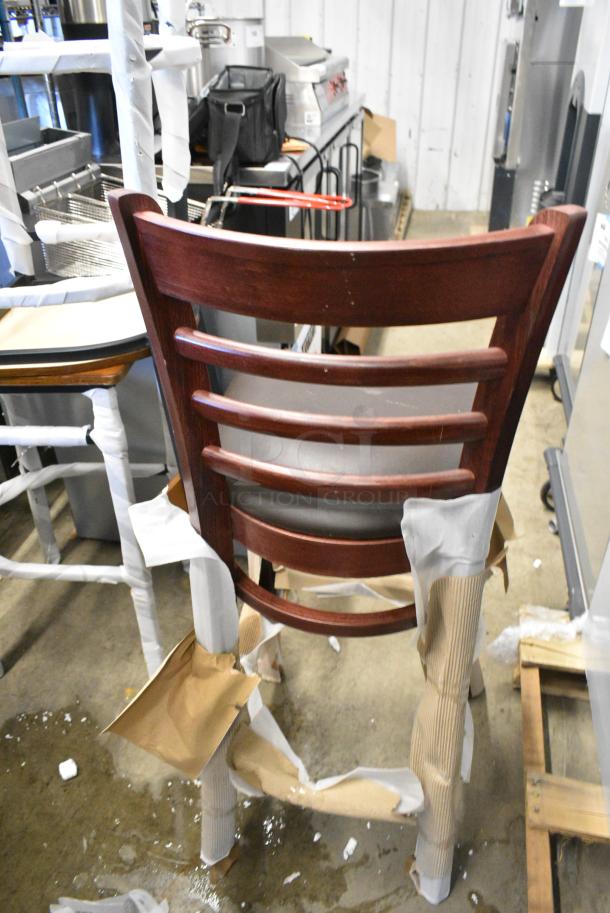 4 BRAND NEW SCRATCH AND DENT! Lancaster Table & Seating 164BLADMAHFR Wooden Bar Height Chair. 4 Times Your Bid! - Image 3 of 4