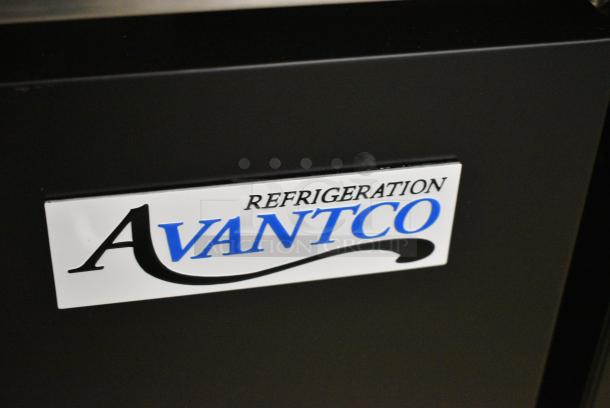 BRAND NEW SCRATCH AND DENT! 2024 Avantco 178UBB72GHC 73" Black Counter Height Narrow Glass Door Back Bar Refrigerator with LED Lighting. 115 Volts, 1 Phase. Tested and Working! - Image 2 of 7