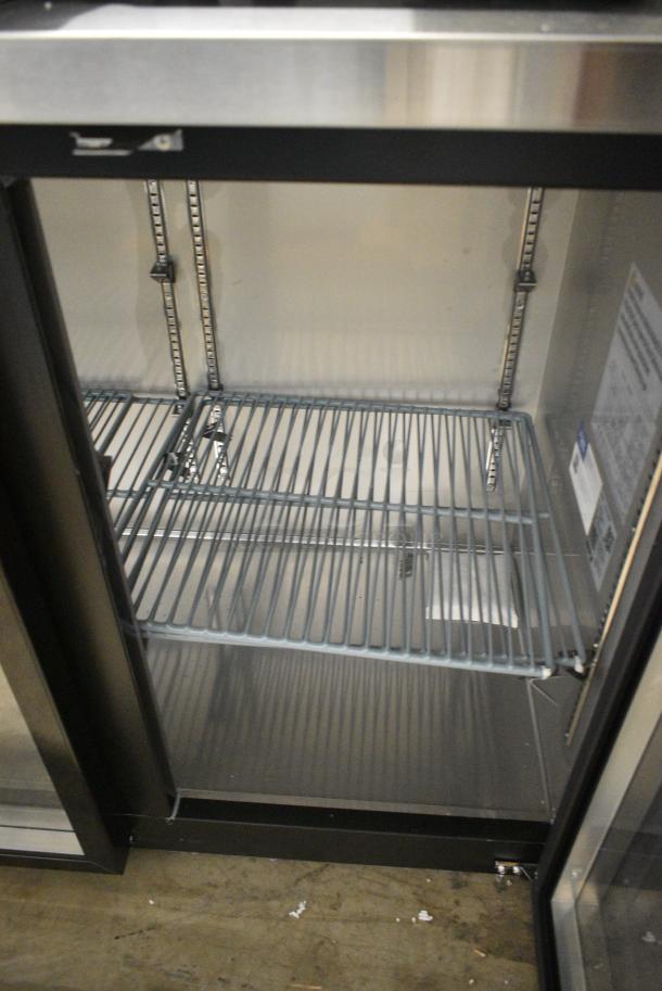 BRAND NEW SCRATCH AND DENT! 2024 Avantco 178UBB72GHC 73" Black Counter Height Narrow Glass Door Back Bar Refrigerator with LED Lighting. 115 Volts, 1 Phase. Tested and Working! - Image 6 of 7