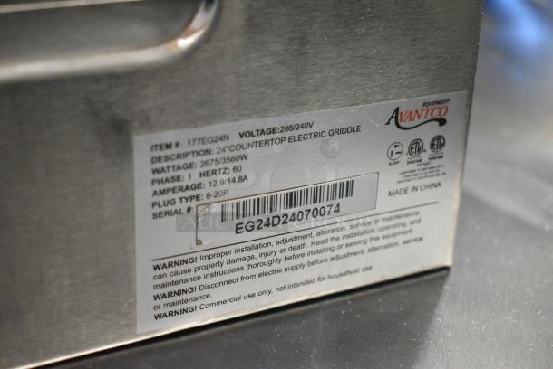BRAND NEW SCRATCH AND DENT! Avantco 177EG24N 24" Electric Countertop Griddle - 208/240 Volts, 1 Phase. - Image 5 of 5