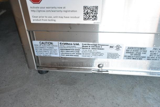 BRAND NEW SCRATCH AND DENT! Crathco E47/E49-3 Stainless Steel Commercial Countertop Refrigerated Beverage Machine Base. 115 Volts, 1 Phase.  Tested and Powers On But Does Not Get Cold - Image 4 of 4
