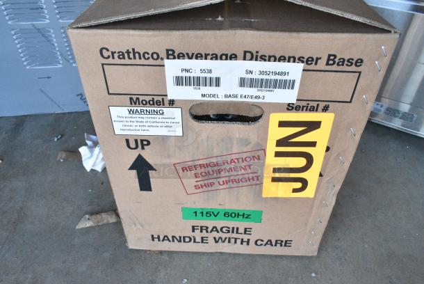 BRAND NEW SCRATCH AND DENT! Crathco BASE E47/E49-3 Stainless Steel Commercial Countertop Refrigerated Beverage Machine Base. 115 Volts, 1 Phase. Tested and Working! - Image 4 of 4