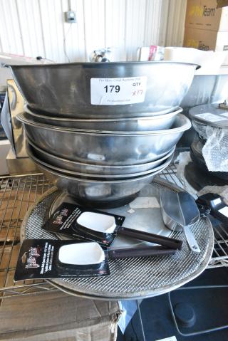 17 Various Items Including Metal Bowls, Round Pizza Screens and Utensils. 17 Times Your Bid!