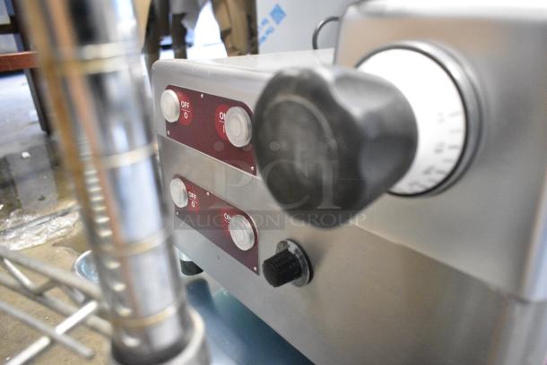 BRAND NEW SCRATCH AND DENT! Estella 348SLA13 Stainless Steel 13" Heavy-Duty Automatic Meat Slicer with Manual Use Option. 120 Volts, 1 Phase. Tested and Working! - Image 5 of 6