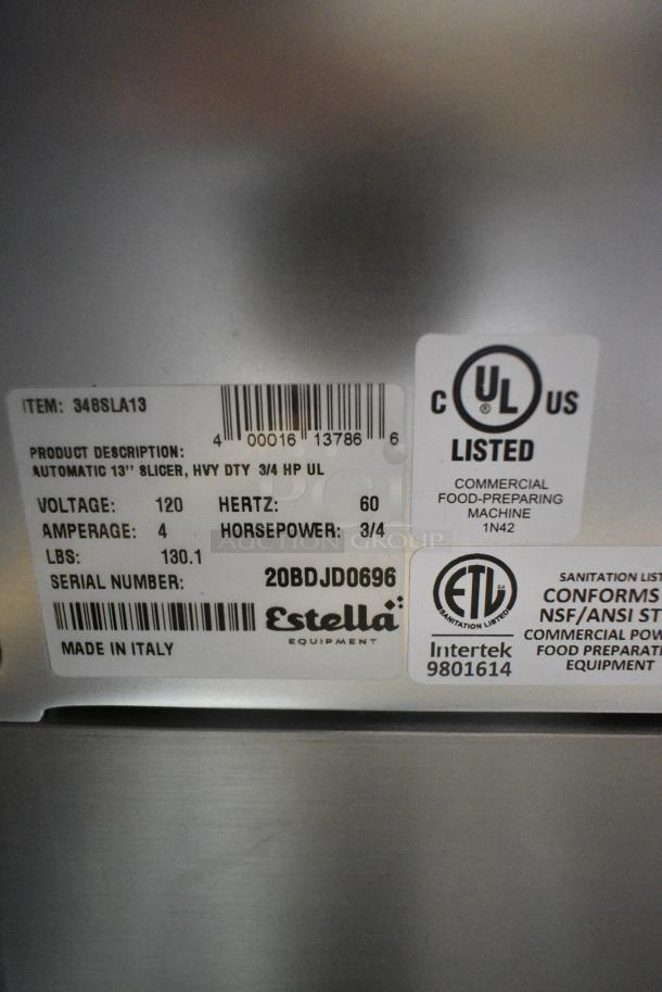 BRAND NEW SCRATCH AND DENT! Estella 348SLA13 Stainless Steel 13" Heavy-Duty Automatic Meat Slicer with Manual Use Option. 120 Volts, 1 Phase. Tested and Working! - Image 6 of 6