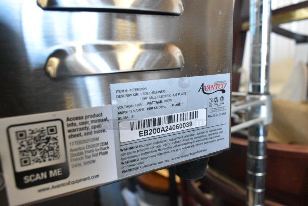 BRAND NEW SCRATCH AND DENT! Avantco 177EB200A Single Burner Solid Top Stainless Steel Portable Electric Hot Plate. 120 Volts, 1 Phase. - Image 6 of 6