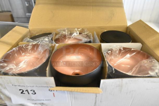 BRAND NEW SCRATCH AND DENT! Box of 6 Stolzle 2730008T/2494 Glisten 8 oz. Matte Black/Copper Coupe Glass - Image 2 of 4