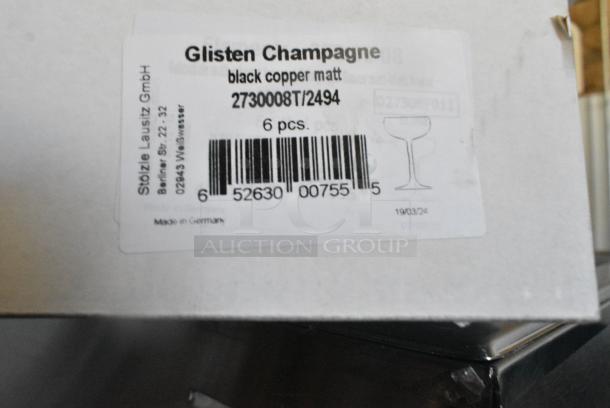 BRAND NEW SCRATCH AND DENT! Box of 6 Stolzle 2730008T/2494 Glisten 8 oz. Matte Black/Copper Coupe Glass - Image 4 of 4