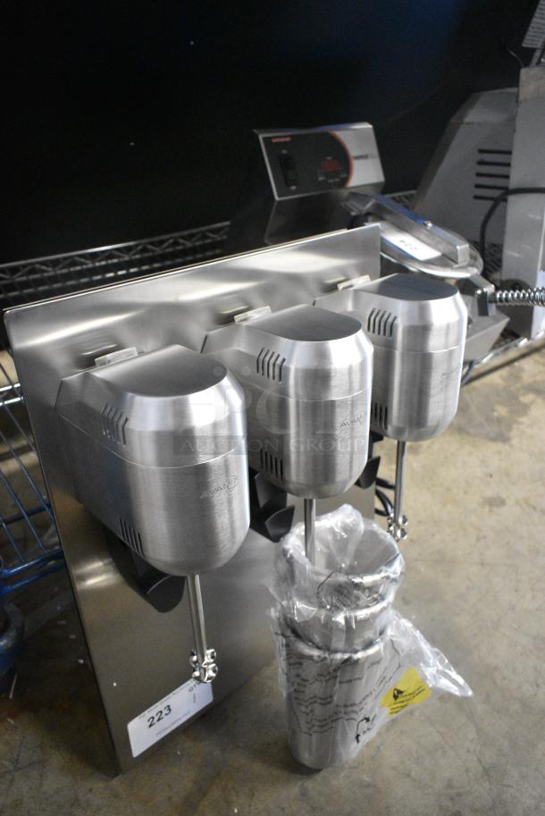 BRAND NEW SCRATCH AND DENT! AvaMix 928ADM3 Freestanding Triple Spindle Drink Mixer / Milkshake Machine. 110-120 Volts, 1 Phase. Tested and Working! - Image 2 of 7