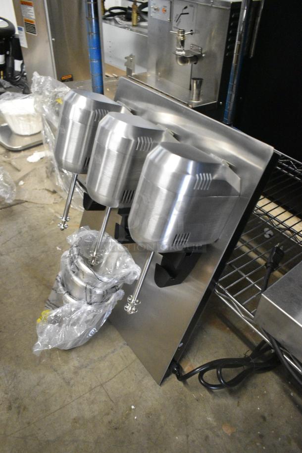 BRAND NEW SCRATCH AND DENT! AvaMix 928ADM3 Freestanding Triple Spindle Drink Mixer / Milkshake Machine. 110-120 Volts, 1 Phase. Tested and Working! - Image 3 of 7