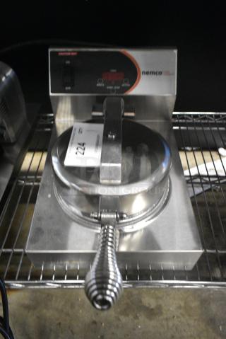 BRAND NEW SCRATCH AND DENT! 2024 Nemco 7030A Stainless Steel Waffle Cone Maker - Single Grid. 120 Volts, 1 Phase. Tested and Working!