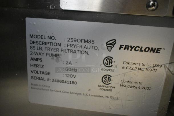 BRAND NEW SCRATCH AND DENT! 2024 Fryclone 259OFM85 85 lb. Low-Profile Portable Fryer Oil Filter Machine with 2-Way Pump. 120 Volts, 1 Phase. - Image 5 of 6