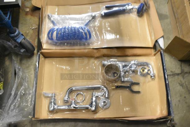 BRAND NEW SCRATCH AND DENT! 750FWU88 Waterloo 2.6 GPM Wall-Mounted Pet Grooming / Utility Faucet with 8" Centers, 9' Coiled Hose, and 8" Add-On Faucet - Image 1 of 7