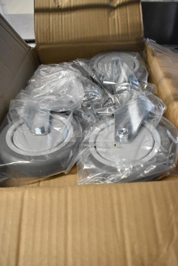 Box of 4 BRAND NEW SCRATCH AND DENT! 465CT028 Steelton 5" Poly Casters - 2 with Brakes - Image 1 of 5