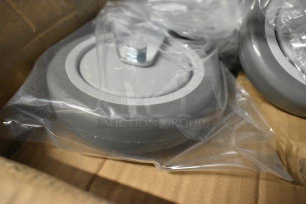 Box of 4 BRAND NEW SCRATCH AND DENT! 465CT028 Steelton 5" Poly Casters - 2 with Brakes - Image 2 of 5