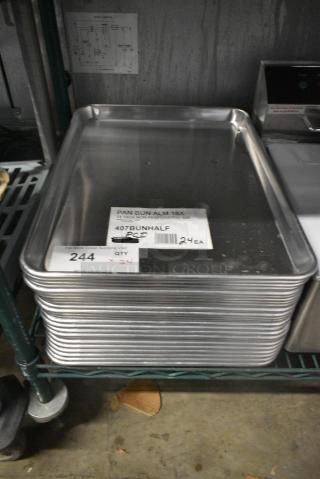 24 BRAND NEW SCRATCH AND DENT! 407BUNHALF Choice Half Size 13" x 18" 19 Gauge Wire in Rim Aluminum Bun / Sheet Pan. 24 Times Your Bid!