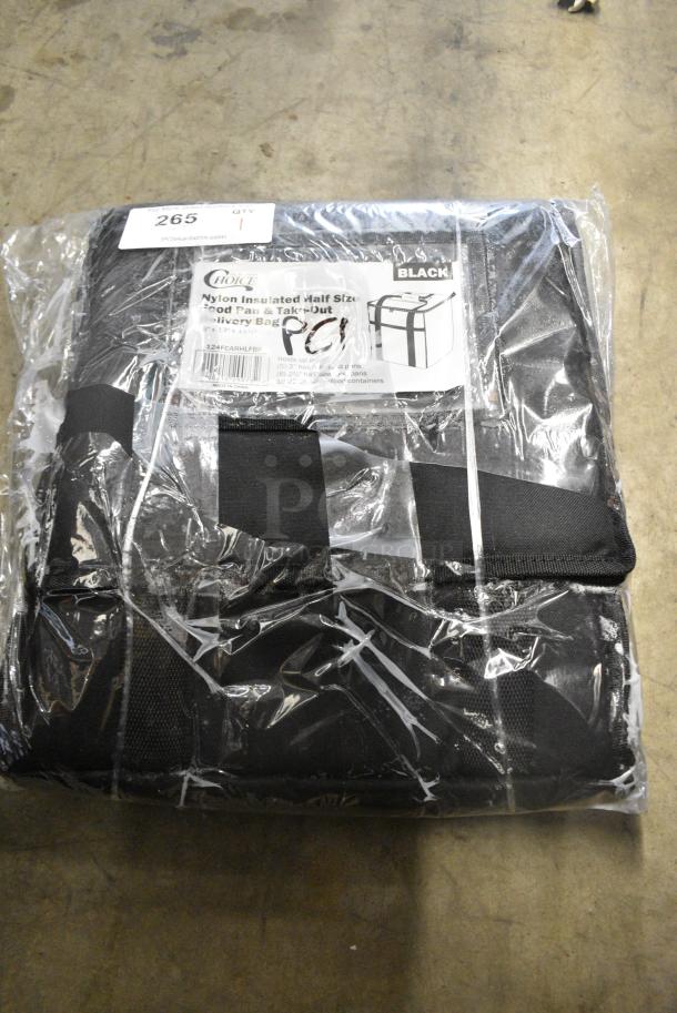 BRAND NEW SCRATCH AND DENT! 124FCARHLFBK Choice Customizable Insulated Food Delivery Bag Black Nylon 13" x 13" x 16" - Holds (6) 2 1/2" Deep 1/2 Size Pans or (18) 2 Qt. Container - Image 1 of 4