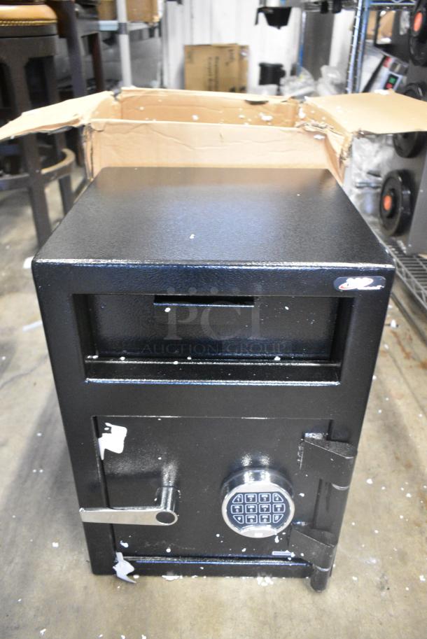 BRAND NEW SCRATCH AND DENT! 911DS202 360 Office Furniture 14" x 14" x 20" Black Steel Depository Safe with Electronic Keypad Lock - Image 1 of 8