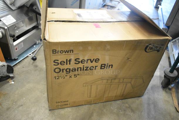 BRAND NEW SCRATCH AND DENT! Choice 176CDBBR12 Brown Self-Serve Organizer Bin - 12 1/4" X 5" - Image 3 of 4