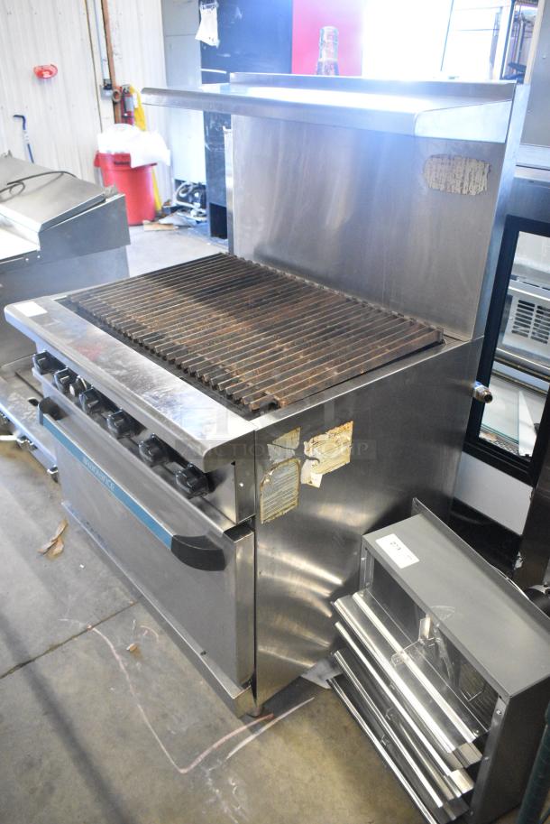 Radiance Stainless Steel Commercial Natural Gas Powered Charbroiler Grill w/ Oven, Over Shelf and Back splash. - Image 2 of 6