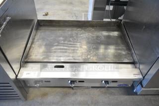 CookRite ATMG-36 Stainless Steel Commercial Countertop Natural Gas Powered Flat Top Griddle. 90,000 BTU.