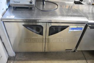 Turbo Air TWR-48SD Stainless Steel Commercial 2 Door Undercounter Cooler on Commercial Casters. 115 Volts, 1 Phase.