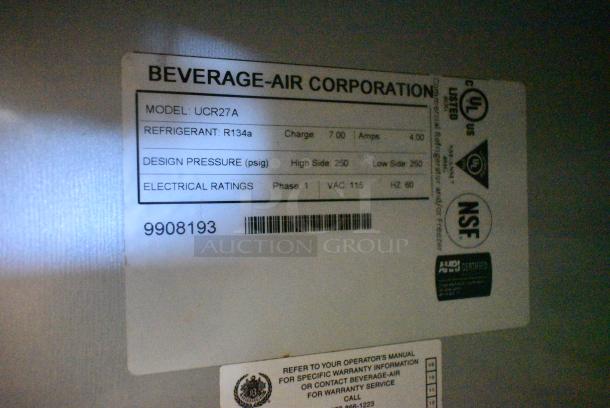 Beverage Air UCR27A Stainless Steel Commercial Single Door Undercounter Cooler. 115 Volts, 1 Phase. - Image 5 of 5