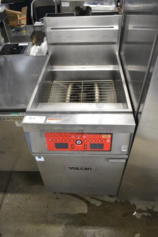 Vulcan EMTR85C Stainless Steel Commercial Floor Style Natural Gas Powered Deep Fat Fryer. 90,000 BTU.