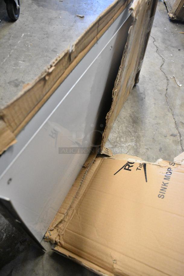 BRAND NEW SCRATCH AND DENT! Regency 600SPL2424LR 15" High Stainless Steel Three-Sided Splash for 24" x 24" Mop Sink. May Be Missing Pieces. - Image 2 of 2