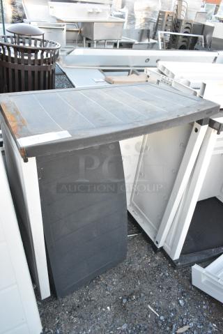 Poly Tan 2 Door Cabinet. Missing Doors.