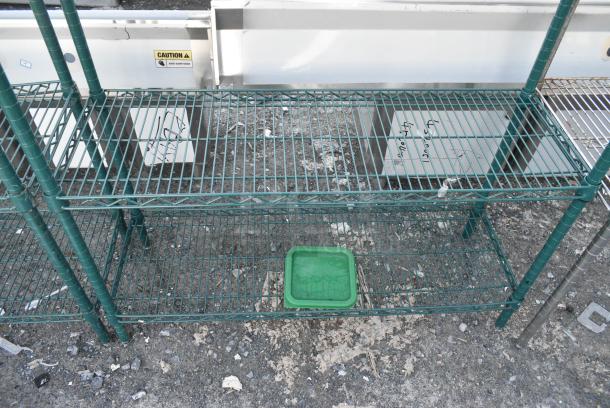 Green Finish 4 Tier Wire Shelving Unit. BUYER MUST DISMANTLE. PCI CANNOT DISMANTLE FOR SHIPPING. PLEASE CONSIDER FREIGHT CHARGES. - Image 2 of 3