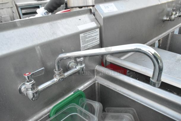 Stainless Steel Commercial Single Bay Sink w/ Left Side Drain Board, Faucet, Handles and Contents Including Poly Bins. - Image 2 of 5