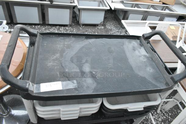 Black Poly 3 Tier Cart w/ Contents Including Gray Poly Bus Bins - Image 2 of 3