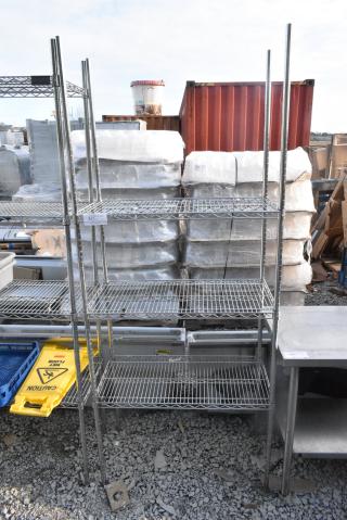 Chrome Finish 3 Tier Wire Shelving Unit. BUYER MUST DISMANTLE. PCI CANNOT DISMANTLE FOR SHIPPING. PLEASE CONSIDER FREIGHT CHARGES.