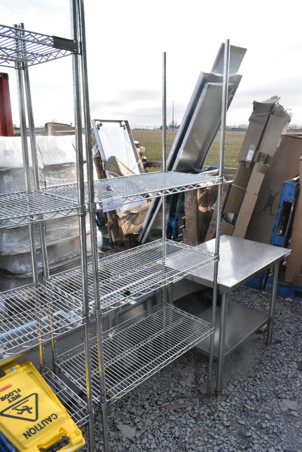 Chrome Finish 3 Tier Wire Shelving Unit. BUYER MUST DISMANTLE. PCI CANNOT DISMANTLE FOR SHIPPING. PLEASE CONSIDER FREIGHT CHARGES. - Image 2 of 3