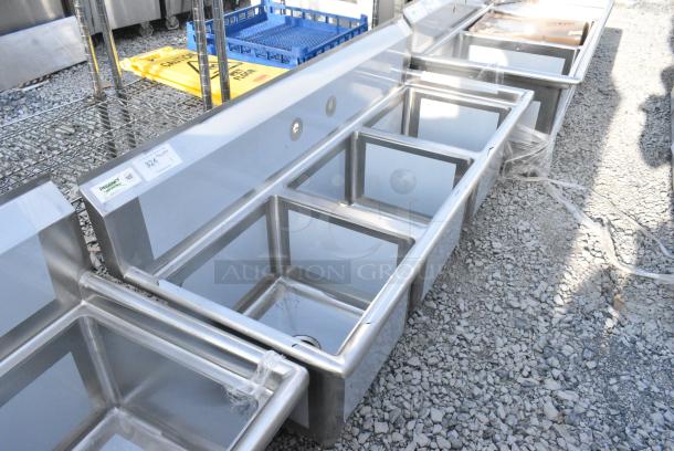 BRAND NEW SCRATCH AND DENT! Regency 600S31717 60" 16 Gauge Stainless Steel Three-Compartment Commercial Sink - 17" x 17" x 12" Bowls. No Legs. - Image 2 of 4