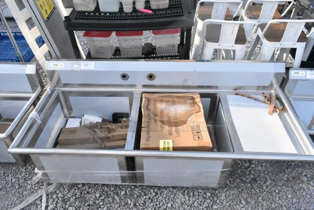 BRAND NEW SCRATCH AND DENT! Regency 600S2242418R Stainless Steel 2 Bay Sink w/ Right Side Drain Board. - Image 1 of 6