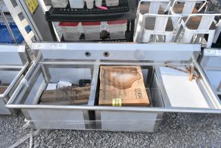 BRAND NEW SCRATCH AND DENT! Regency 600S2242418R Stainless Steel 2 Bay Sink w/ Right Side Drain Board.